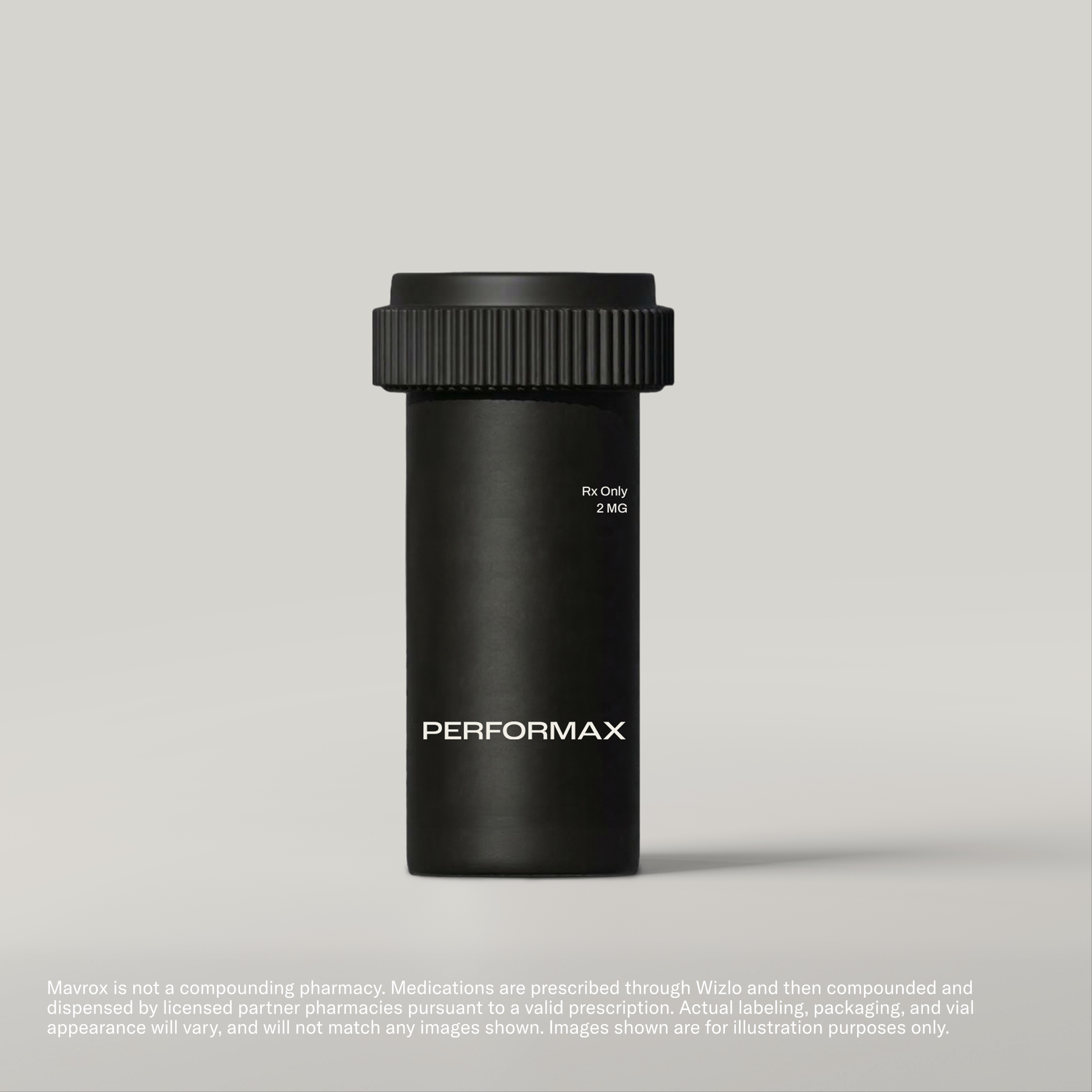 Performax — black Mavrox prescription bottle